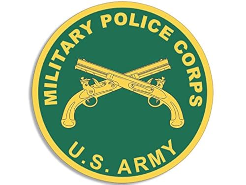 Round Military Police Corps Sticker (US Army MP Vinyl, Regimental Corps Crest Sticker for Cars (3 inch) U.S. Army Licensed