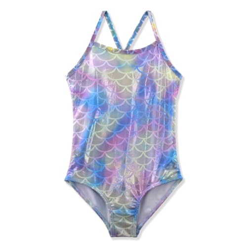 Girls Swimsuits Glittering Mermaid Scales for Kids One Piece Beach Clothes 2-8Years