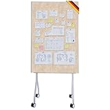 Floordirekt Moderationwand Doppelseitig 80 x 120 cm Präsentationstafel mit feststellbaren Rollen - Filztafel Pinnwand - Stabiler Metallrahmen - Giant (Beige)