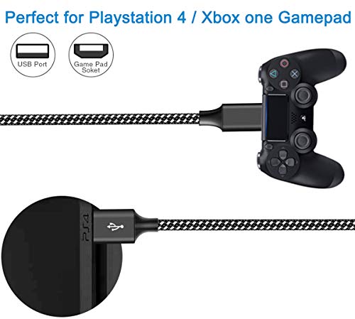 Ps4 Controller Charger Cable 3-Pack 6Ft For Xbox One Controller,Dualshock 4,Ps4 Charging Cord,Nylon Braided Micro Usb Data Sync Cable For Xbox One S/X,Playstation 4,Ps4 Slim/Pro,Charge And Play Wire #TOP2