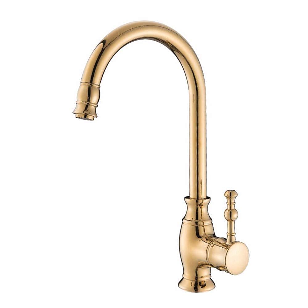Robinet mitigeur de cuisine doré en cuivre chic style européen