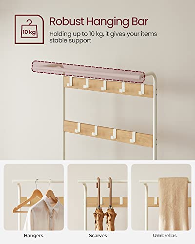 VASAGLE Coat Rack, Coat Stand with Shoe Storage Bench, 4-in-1 Design, with 9 Removable Hooks, a Clothes Rail, for Hallway, Entrance, 34 x 72 x 183 cm, Industrial, Oak and Cream HSR40W - Image 3