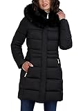 Tahari Women's Fitted Puffer Coat With Oversized Hood, Black, Small