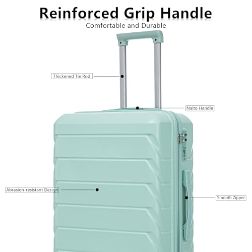 Image of Merax Luggage Sets 3 Piece, Hardshell Suitcase with Lock Double Spinner Wheels, Green, 20 /24 /28 Inch