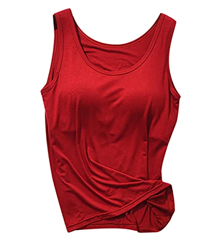 Qiribati Femmes Débardeurs avec Soutien-Gorge Intégré Amovible Confort Camisole Minceur Tapis Gilet sans Cover
