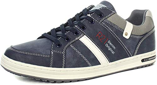 Route 21 M721C 6 Eye Navy Mens Casual Lace Up Trainer Shoes Size UK 7