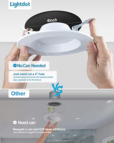 12 Pack Led Recessed Lighting 4 Inch Cri90 3000K/4000K/5000K Adjustable Led Canless Lights Dimmable Resseced Light Fixtures, 9W 1000Lm Can-Killer Downlight Ceiling Light -Ic Rated #TOP6