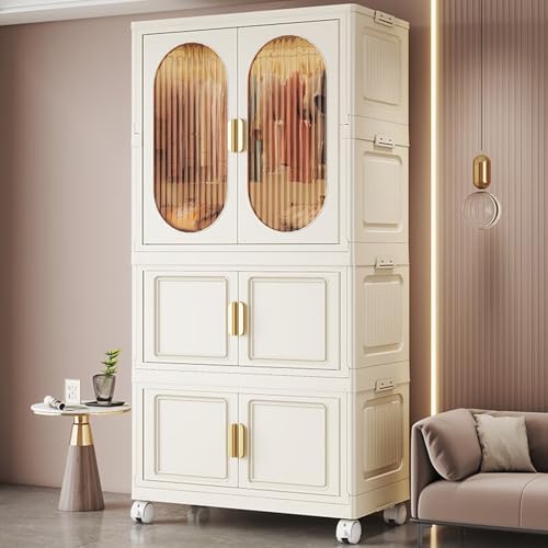 Armario para niños con barra para colgar, armario portátil con puertas en C, perfecto para dormitorio y sala de estar
