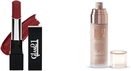 Glam 21Ultra Velvet Lipstick | Long-lasting stay on lips | Lovely matte finish | 2.5gm | Deep Red-3Velvet Touch Oil Contro...