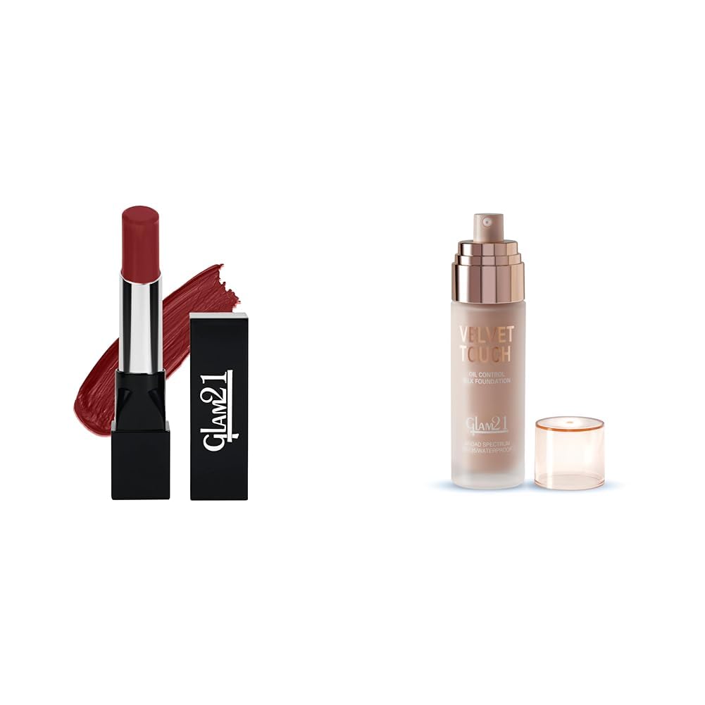 Glam 21Ultra Velvet Lipstick | Long-lasting stay on lips | Lovely matte finish | 2.5gm | Deep Red-3Velvet Touch Oil Contro... - Review, Price and Buying Guide