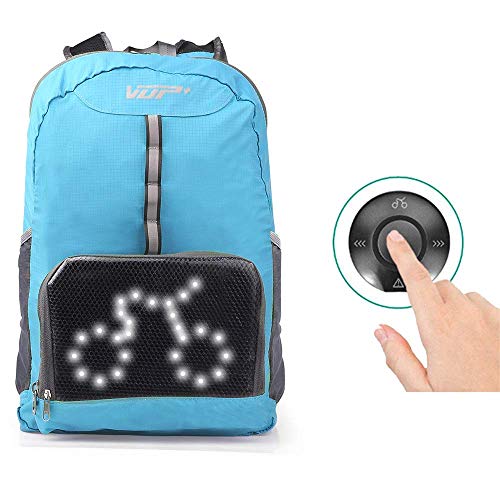 VUP Mochila De Bicicleta 20L Seguridad Back Pack con Pantalla LED De Señal Trasera para La Plena Visibilidad Y El Conocimiento Mantener El Jinete A Salvo De Los Conductores Descuidados,Blue