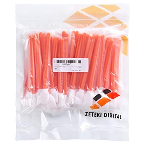 Zetek 5" Long 100 pcs Foam Tip Cleaning Swabs Sponge Stick for Inkjet Print Head Optical Lens Gun Cleaning Solvent Resistance Cover