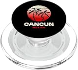 Cancún México Retro Atardecer Palmera Playa Silueta PopSockets PopGrip para MagSafe