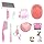 9PCS Small Animal Grooming Kit, Cleaning Brush Removes Loose Hair, Pet Bath Brush,Shampoo Brush, Nail Clipper, Flea Comb For Rabbit, Puppy, Kitten, Guinea Pig (9PCS-Pink)