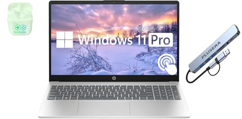 HP 15.6" Touchscreen Laptop, 64GB RAM 2.5TB Storage (2TB SSD+512GB Docking Station Set), 6-Cores Intel Core i3, Windows 11 Pro with Microsoft Office Included, PLUSERA Earphones, Silver