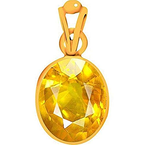 Divya Shakti 7.25-7.50 Carat Yellow Sapphire Pendant/Locket (Pukhraj/Jupiter Stone Panchadhatu Pendant) 100% Original AAA Quality Gemstone
