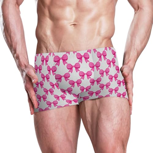 Pink Bows Mens Swim Trunk Swimwear Bathing Suit Swim Brief Square Leg Board Short S B04051062