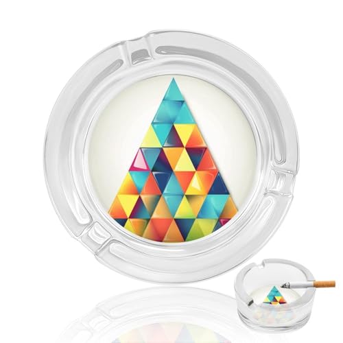 Posacenere creativo in vetro, colorato triangolo stampato portatile moderno da tavolo posacenere in vetro adatto per casa ufficio