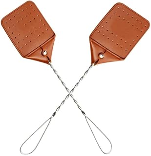 Household Fly Swatters for Indoors HandheldLeather with Long Handle Pad Compatible for Home Garden Classroom Office Indoor/Outdoor Use Durable Leatherfly Swatter Kitchen Restaurant Fly Swatter