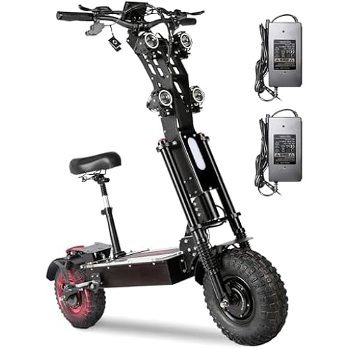 Electric Scooter for Adults with Seat & 2*Charger, High Power 10000W Dual Motor with NFC, Max Speed 60MPH & Up to 70Miles,14" Off-Road Tires, 60V/50Ah Large Capacity Battery（USA Warehouse）