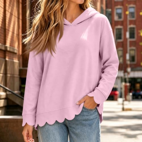 Hooded Sweatshirts for Women Cotton Calloped Hem Comfortable Sweat Shirts - image 2