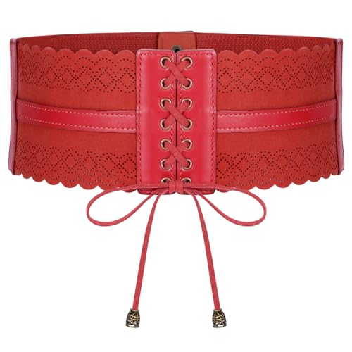 SUOSDEY Women Elastic Wide Waist Belt for Dresses Lace-up Elastic Waist Belt for Costume