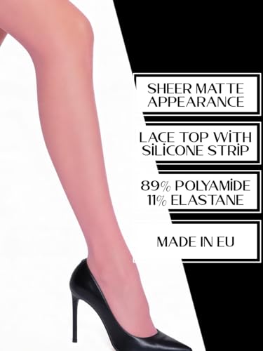 Image of Mila Marutti Sheer Thigh High Stockings for Women | Lace Top Lingerie Stockings Nylons | Black Multiple Colors Made in EU
