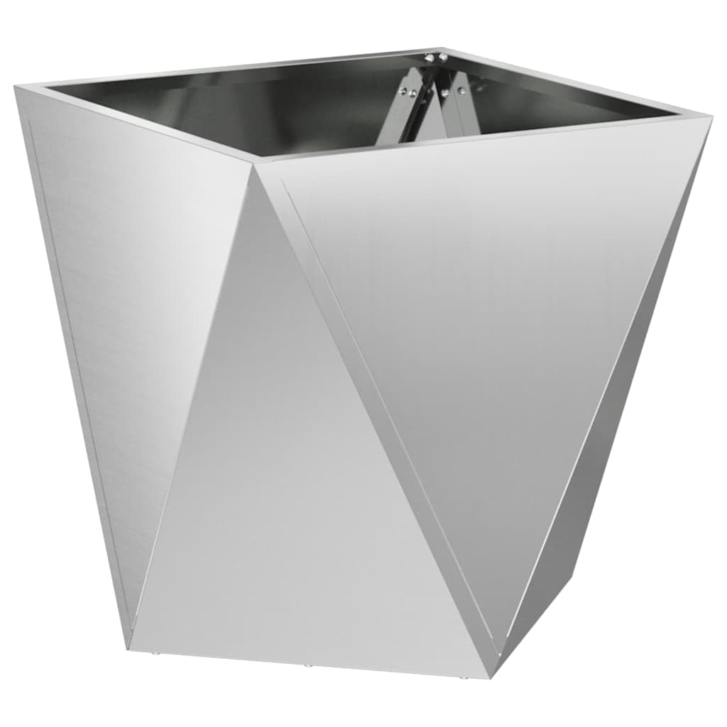 Donica 2 szt Srebrny 50x50x50 cm Stal Galwanizowana Do Ogrodu Tarasu Pojemnik na Rośliny Ozdobne Dekoracyjny Wytrzymały Nowoczesny Design