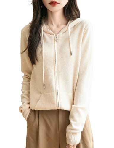 Chanyarn Women's 100% Merino Wool Zip Up Hoodies 2025 Fall