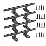 Thorn Boat Black Cleat Dock Marine 316 Stainless Steel Open Base Cleats W/Fasteners (6 Inch 4pcs)