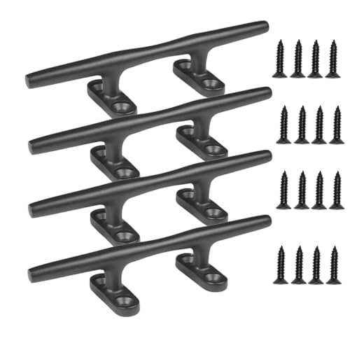 Thorn Boat Black Cleat Dock Marine 316 Stainless Steel Open Base Cleats W/Fasteners (6 Inch 4pcs)