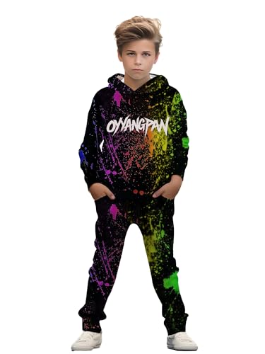 Vibrant Digital Print Boys' Hoodie & Pants Set | 5-14 Years | Polyester 2-Piece Outfit with Pockets