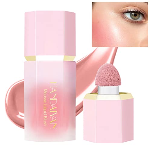 Colorete en crema líquido con aplicador de esponja Colorete mate aterciopelado para un resplandor natural, colorete en crema hidratante para mejillas Rouge Cream Tint Peach Blush (Mystery)