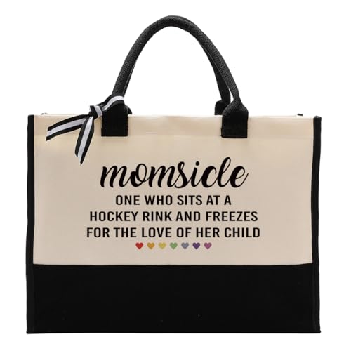 EDCTO Canvas Bag Gift for Mom, Momsicle Canvas Bag, Hockey Mom Gift, Cotton Canvas Tote Bag, Hockey Mom Tote, Sports Mom Gift, Mom Appreciation Gift, Mom Reusable Grocery Bags Utility Tote