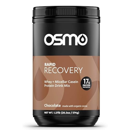 Image of Osmo Rapid Recovery - Whey & Micellar Casein Protein Powder Blend with Carbohydrates & Caffeine, All Natural Ingredients, Enables Muscle Repair & Boosts Glycogen Restoration - Chocolate, 14 Servings