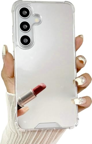 Coque miroir Samsung A17 antichoc en verre brillant et silicone transparent