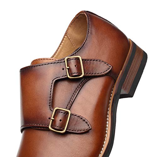 Mens Double Monk Strap Slip on Loafer Cap Toe Leather Oxford Formal Business Casual Comfortable Dress Shoes for Men4