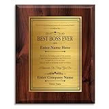 Personalized Boss Plaque - Customizable Award Plaque Gifts for Bosses, Leaders, Executives, Supervisors - Unique Leadership Plaque and Boss Gifts for Men and Women (Boss Award 1, 6' x 8')