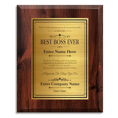 Personalized Boss Plaque - Customizable Award Plaque Gifts for Bosses, Leaders, Executives, Supervisors - Unique Leadership Plaque and Boss Gifts for Men and Women (Boss Award 1, 6" x 8")