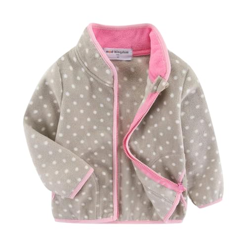 Image of Mud Kingdom Little Girls Fleece Outerwear Jacket Stand Collar Dot Khaki Size 7-8