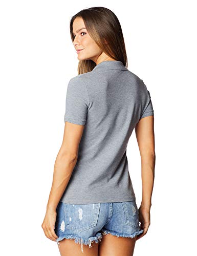 Camisa polo Lacoste feminina em minipiquet stretch, Cinza Mescla, GG