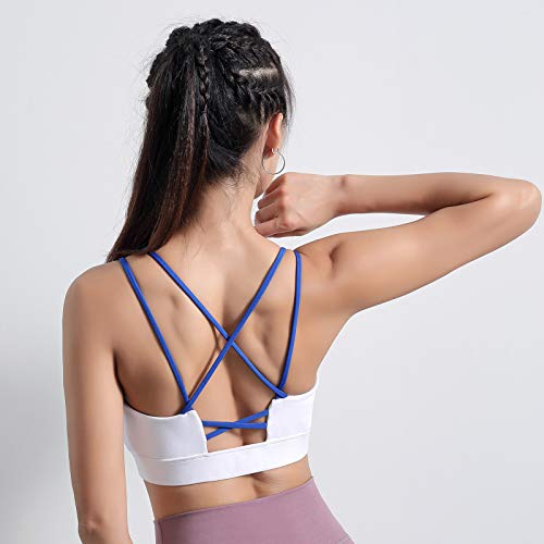 pedkit Sutiã esportivo feminino com decote em U, alças espaguete cruzadas, tops recortados, respiráv