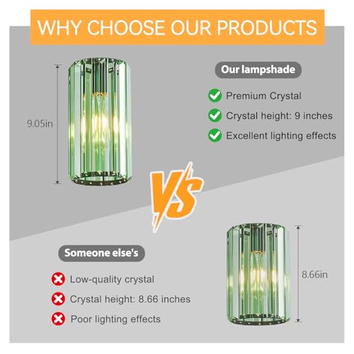 Image of Modern Crystal Pendant Light Mini Light Green Chandeliers Adjustable Pendant Lights Fixture for Kitchen Island Dinning Room Corridor Bedroom(Light Green 3-Pack)