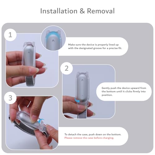 TUDIA PC-Hülle mit verstellbarem Silikonarmband für PLAUD NotePin AI Voice Recorder [5,6–8,5 Handgelenke] Leicht bequem tragbar und sicherer Sitz - Sand