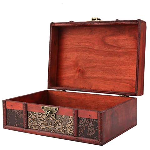 Viccilley Tifanya Vintage Storage Box - Wooden Storage Box Large Size Book Jewelry Storage Box Organizer(Lotus) Cover