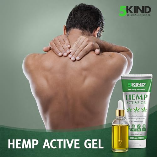 5kind Hemp Active Gel 100ml - High Strength Formula - Natural Hemp Massage Gel for Back, Muscles, Feet, Knees, Neck & Shoulders - Muscle Rub Rich in Natural Extracts - 2