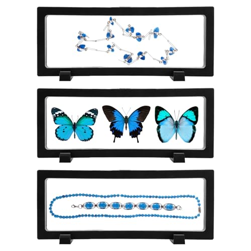 BMHHWAI 3Pcs 3D Floating Display Case Jewelry Storage Box 9 x 4.3in Black