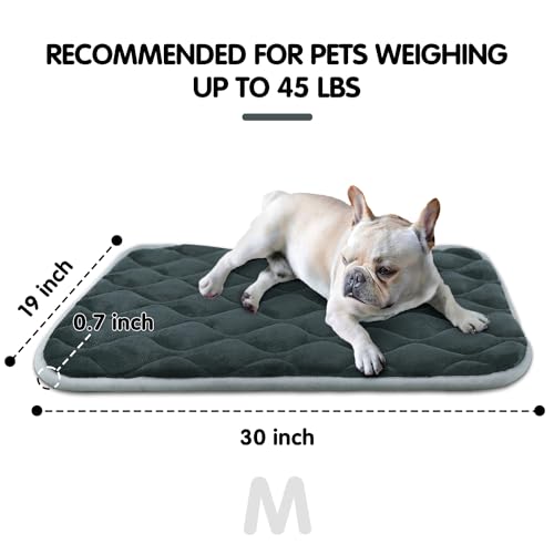 furrybaby Dog Bed Mat Flat Crate Mat with Anti-Slip Bottom Machine Washable Pet Kennel Pad for Dog Sleeping (M 30x19'', Grey Mat) - Thumbnail 5