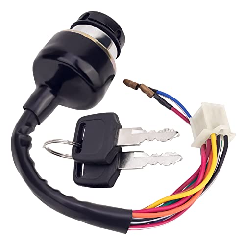 Road Passion Interruptor de encendido, 2 llaves contacto Compatible con Suzuki AX100 125cc 150cc 250cc 300cc ATV （9 pin with 2 wires）