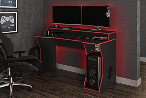 Birlea Furniture Enzo Gaming Computer Desk, Engineered Wood, Black & Red, One Size